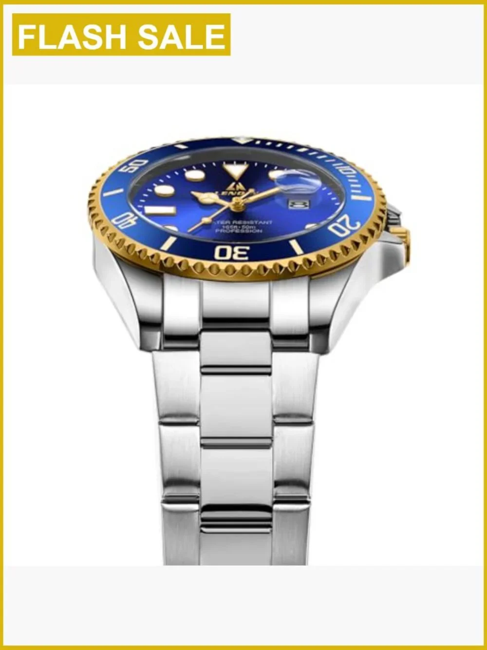 Stainless Steel Analog Quartz Watch for Men with Date and Luminous Dial